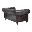 Victor Dark Grey Brown Leather Chesterfield 2 Seat Sofa