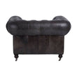 Victor Dark Grey Brown Leather Chesterfield Chair
