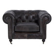 Victor Dark Grey Brown Leather Chesterfield Chair