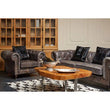 Victor Dark Grey Brown Leather Chesterfield Chair