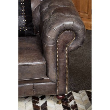 Victor Dark Grey Brown Leather Chesterfield Chair