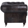 Victor Dark Grey Brown Leather Chesterfield Chair