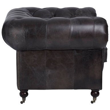 Victor Dark Grey Brown Leather Chesterfield Chair