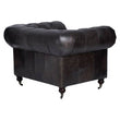 Victor Dark Grey Brown Leather Chesterfield Chair