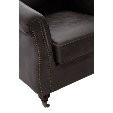Victor Dark Grey Brown Leather Curved Armchair
