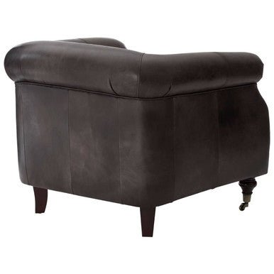 Victor Dark Grey Brown Leather Curved Armchair