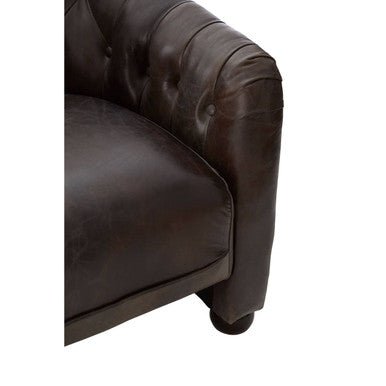 Victor Dark Grey Brown Leather Tub Chair