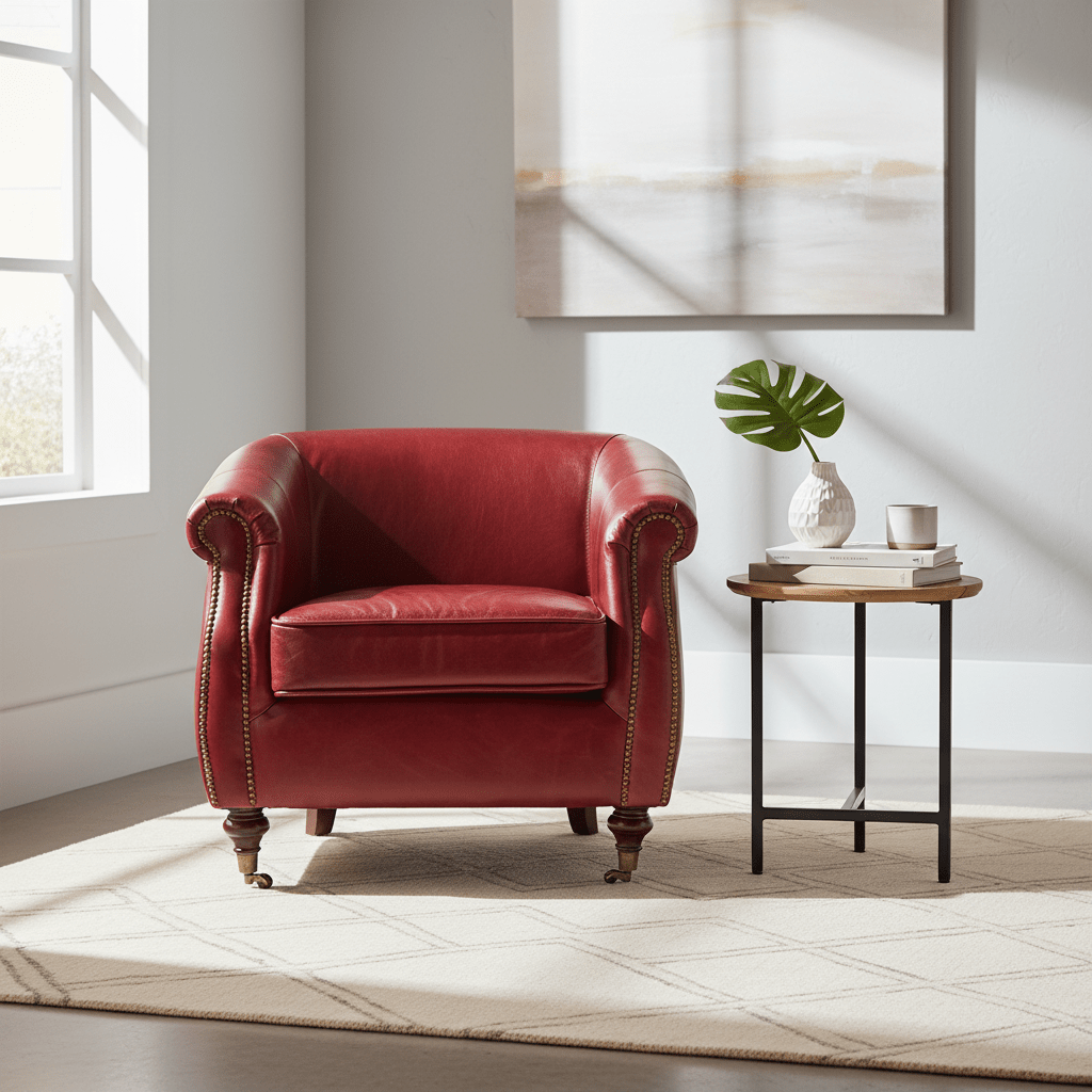 Victor Deep Red Leather Armchair