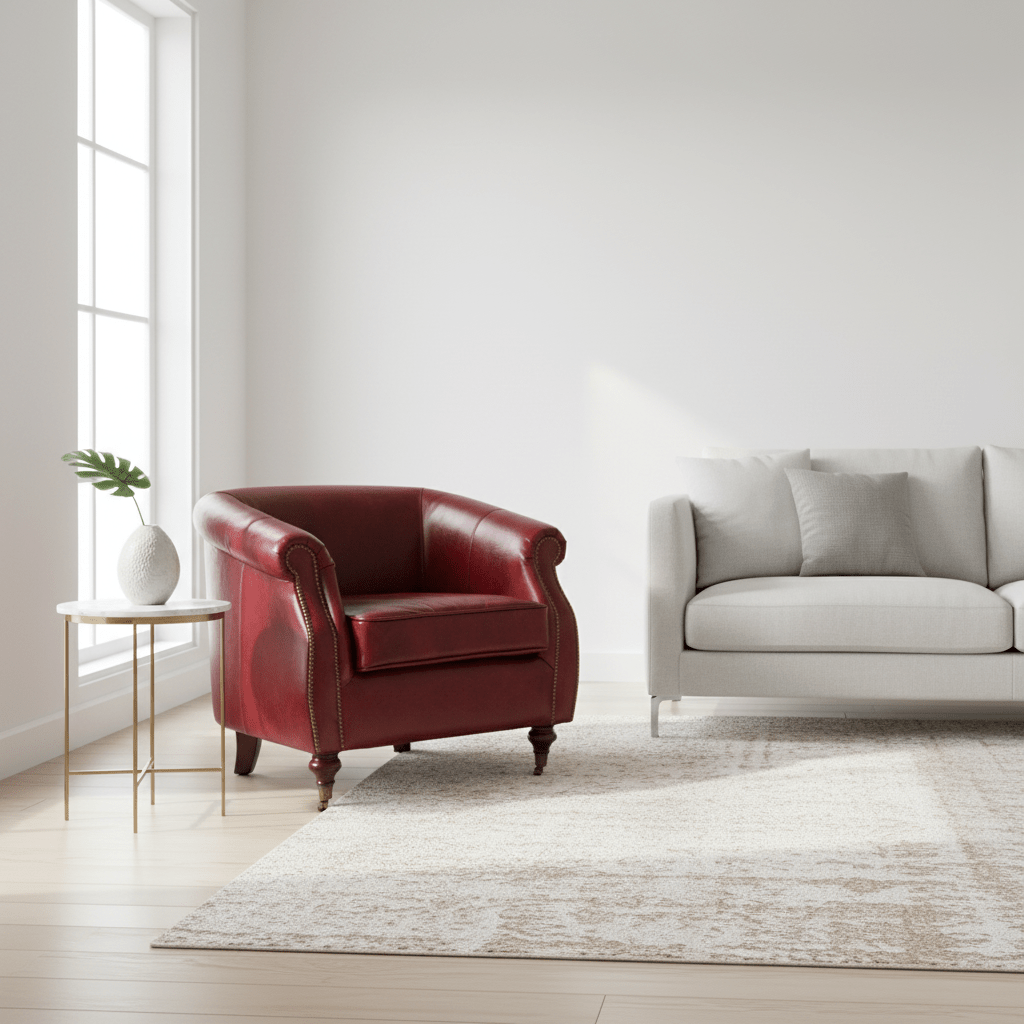 Victor Deep Red Leather Armchair