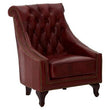 Victor Deep Red Leather Lounge Chair with Tufted Back