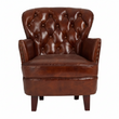 Victor Brown Leather Armchair with Button Tufted Back