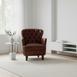 Victor Brown Leather Armchair with Button Tufted Back