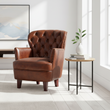 Victor Brown Leather Armchair with Button Tufted Back