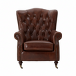 Victor Brown Leather Scroll Armchair