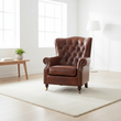 Victor Brown Leather Scroll Armchair