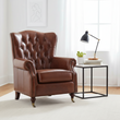 Victor Brown Leather Scroll Armchair