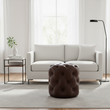 Victor Button Tufted Brown Leather Stool