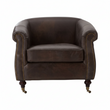 Victor Dark Grey Brown Leather Curved Armchair