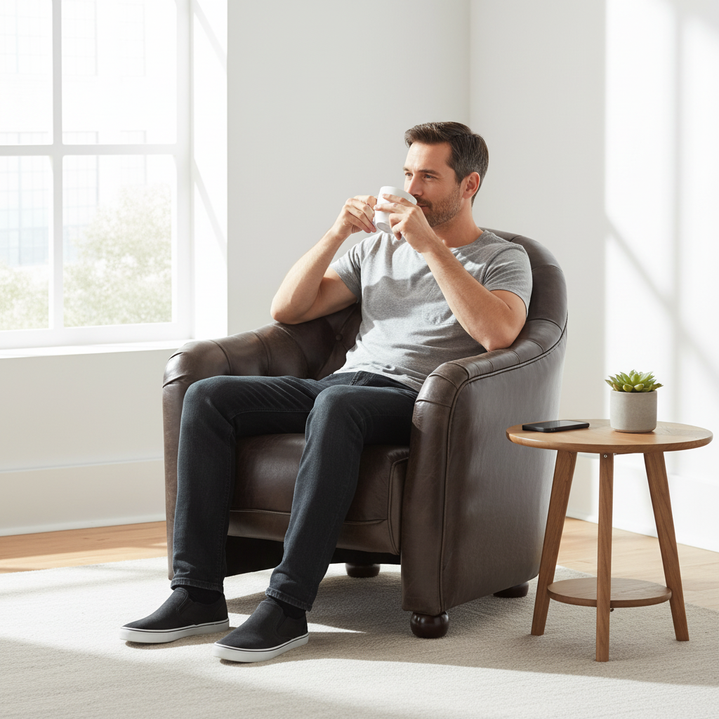 Victor Dark Grey Brown Leather Tub Chair