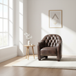 Victor Dark Grey Brown Leather Tub Chair
