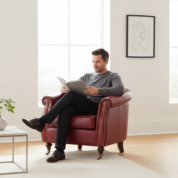 Victor Deep Red Leather Armchair