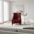 Victor Deep Red Leather Lounge Chair with Tufted Back