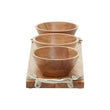 Vine Acacia Wood Set Of 3 Dip Bowls With Tray