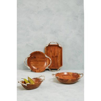 Vine Acacia Wood Small Oval Bowl