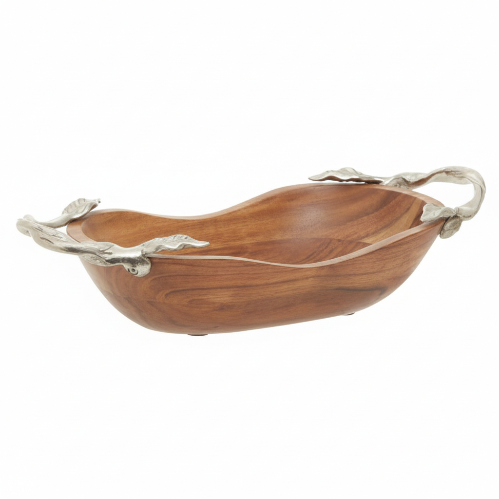 Vine Acacia Wood Large Oval Bowl