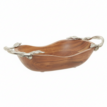 Vine Acacia Wood Large Oval Bowl
