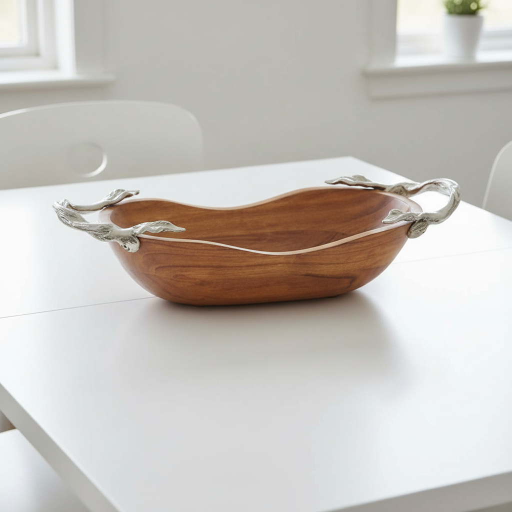 Vine Acacia Wood Large Oval Bowl