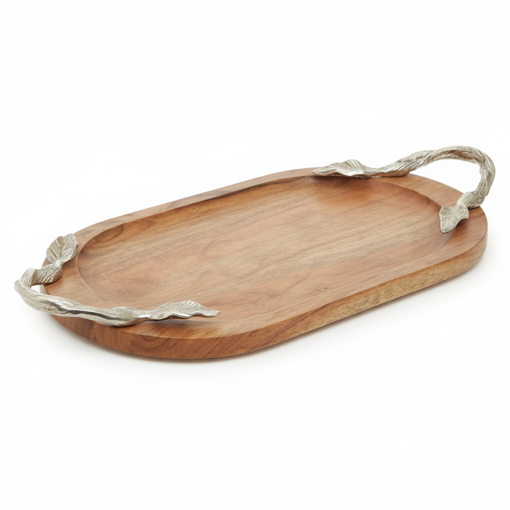 Vine Acacia Wood Oval Serving Tray