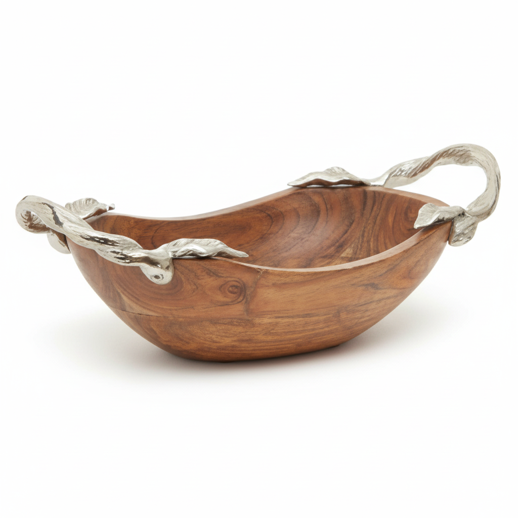 Vine Acacia Wood Small Oval Bowl