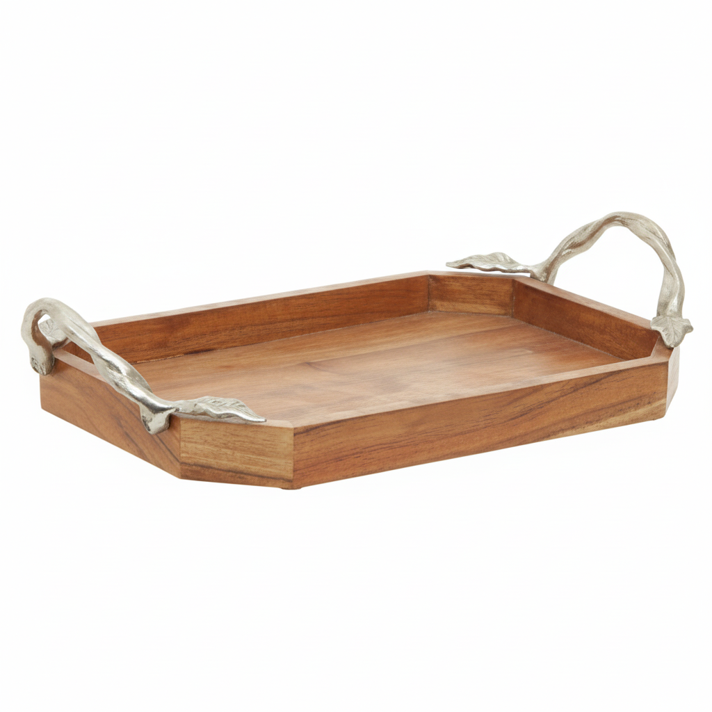 Vine Acacia Wood Small Rectangular Tray