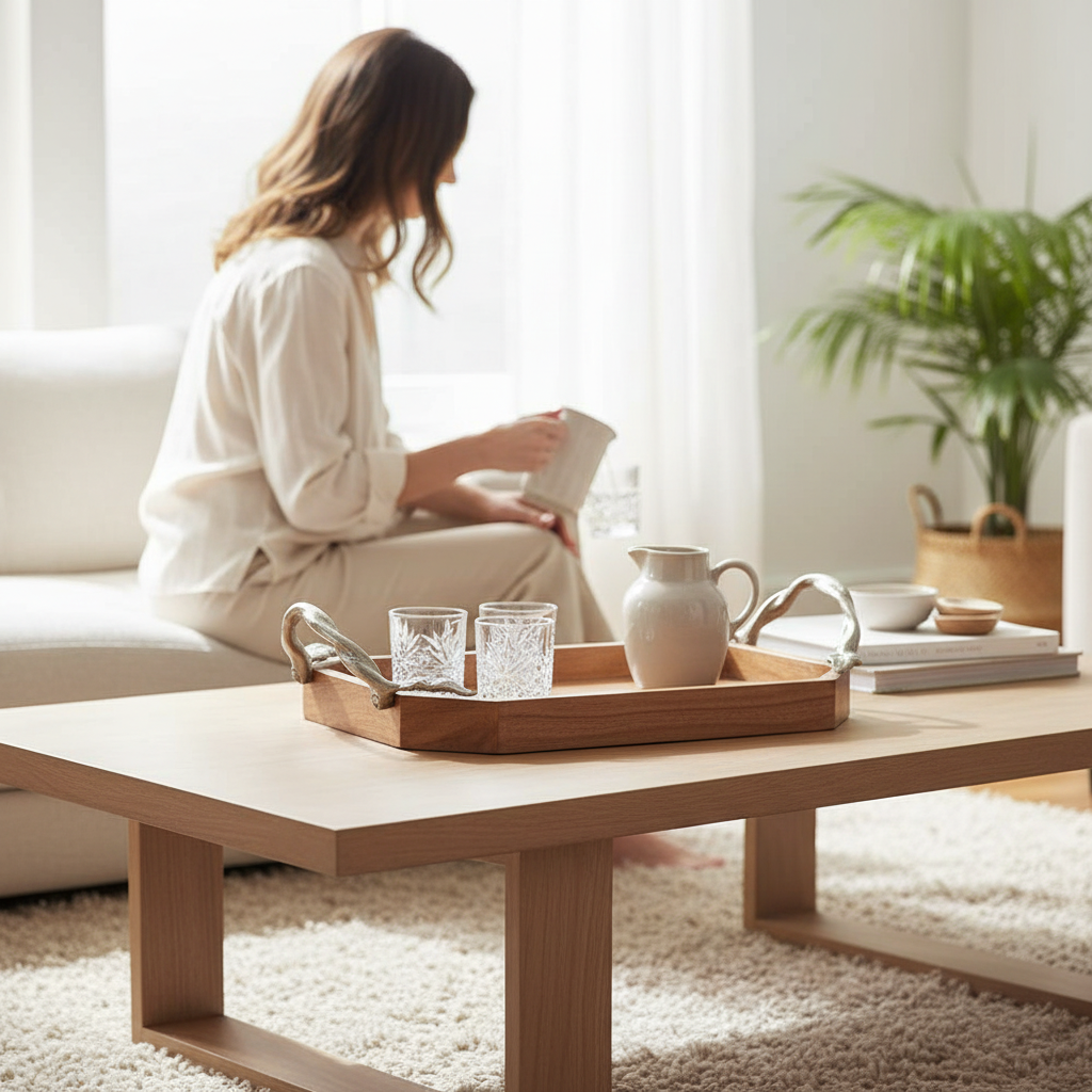 Vine Acacia Wood Small Rectangular Tray