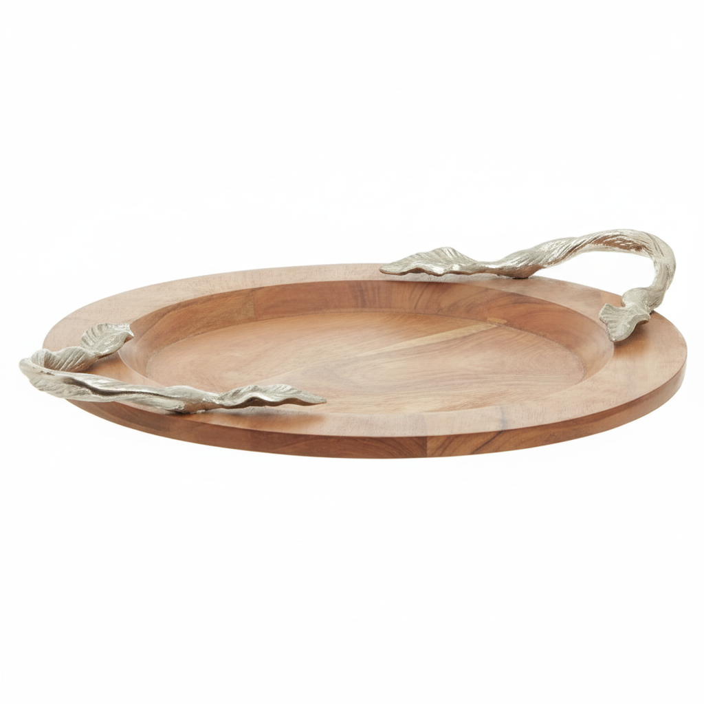 Vine Acacia Wood Small Round Tray