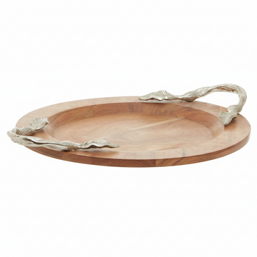 Vine Acacia Wood Small Round Tray