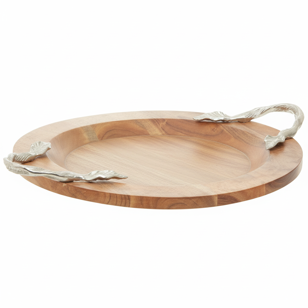 Vine Large Acacaia Wood Round Tray