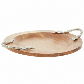 Vine Large Acacaia Wood Round Tray