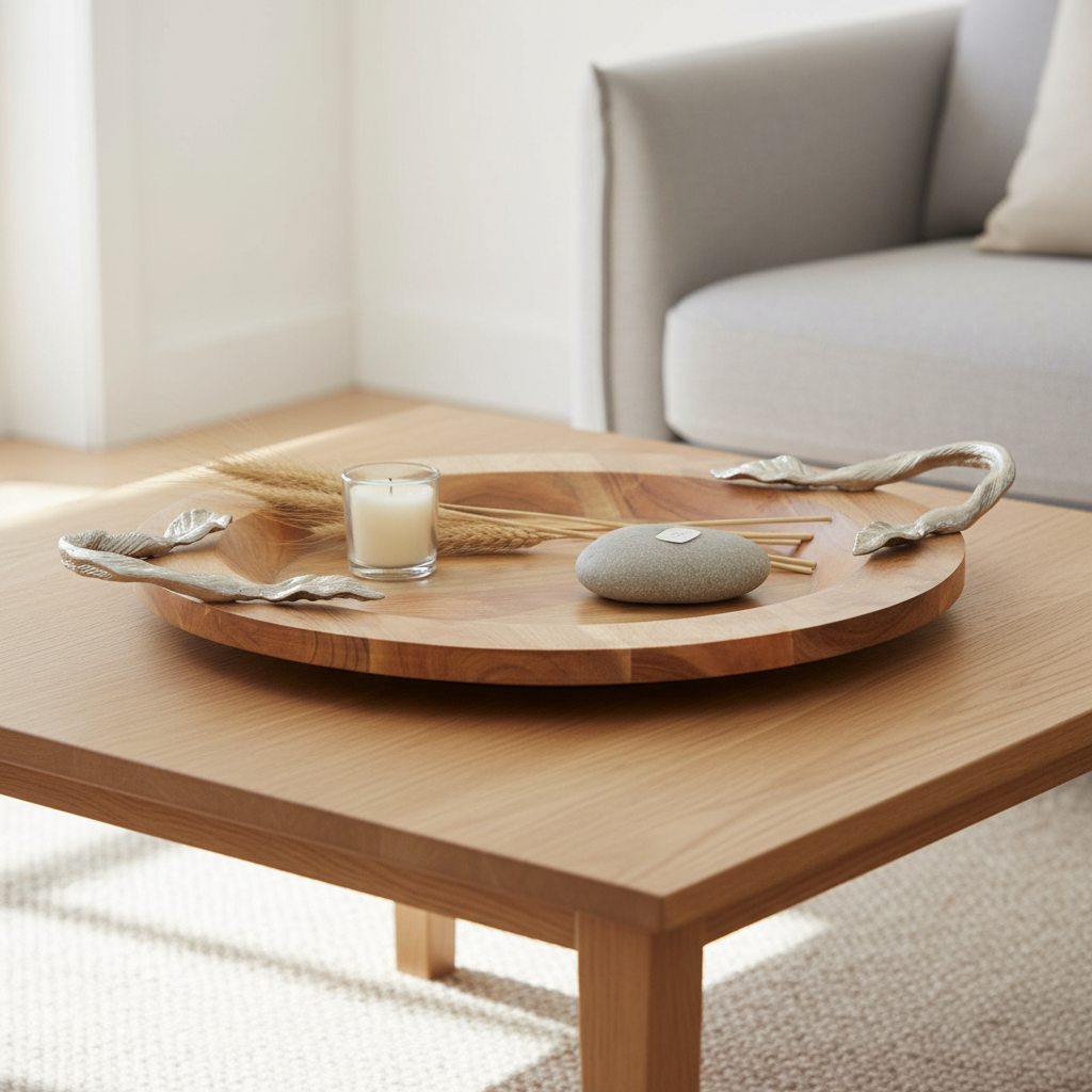 Vine Large Acacaia Wood Round Tray