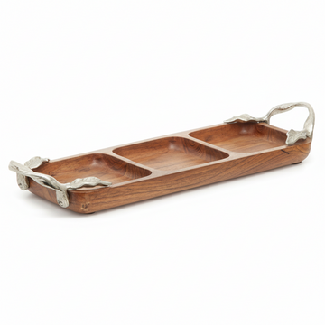 Vine  Acacia Wood 3 Section Serving Dish