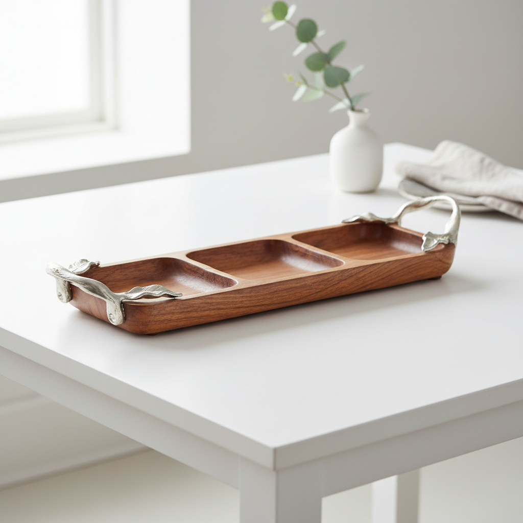 Vine  Acacia Wood 3 Section Serving Dish