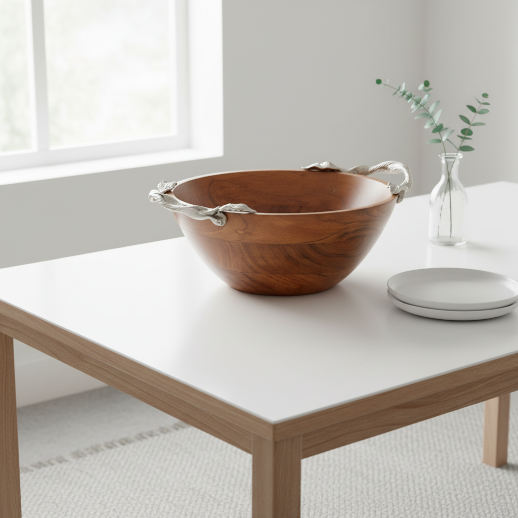 Vine  Acacia Wood Large Round Bowl