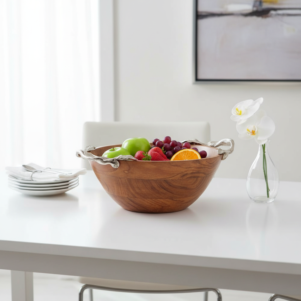 Vine  Acacia Wood Large Round Bowl