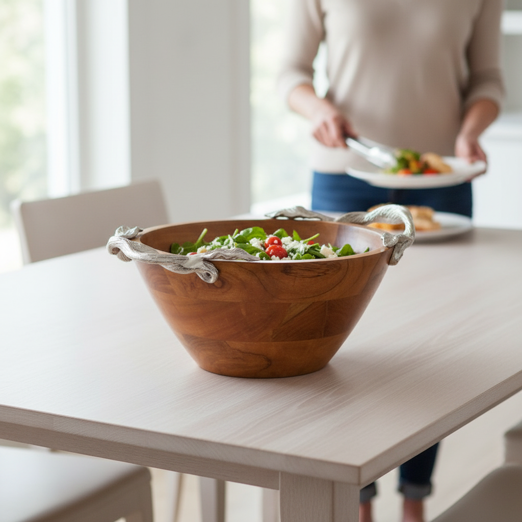 Vine  Acacia Wood Medium Round Bowl