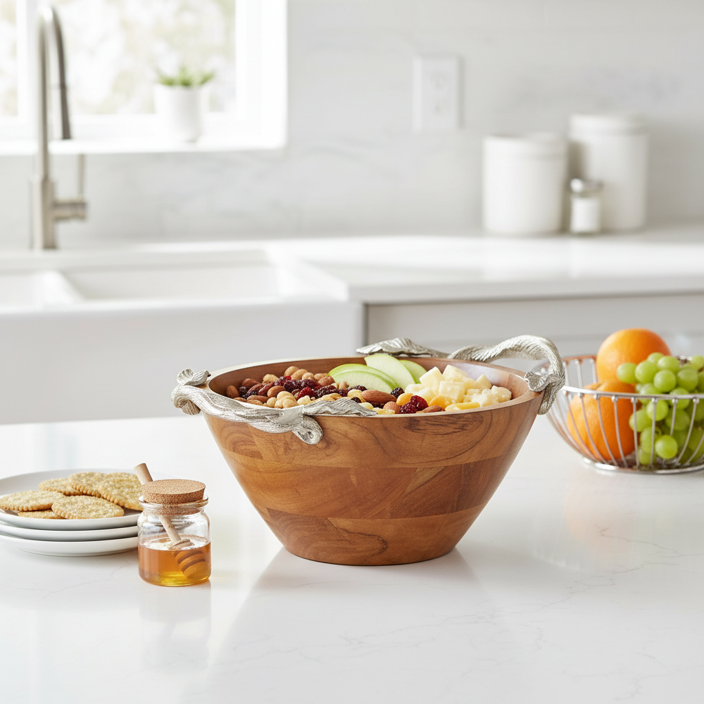 Vine  Acacia Wood Medium Round Bowl