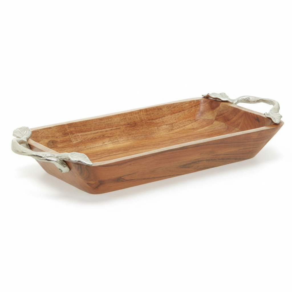 Vine Acacia Wood  Rectangular Bowl