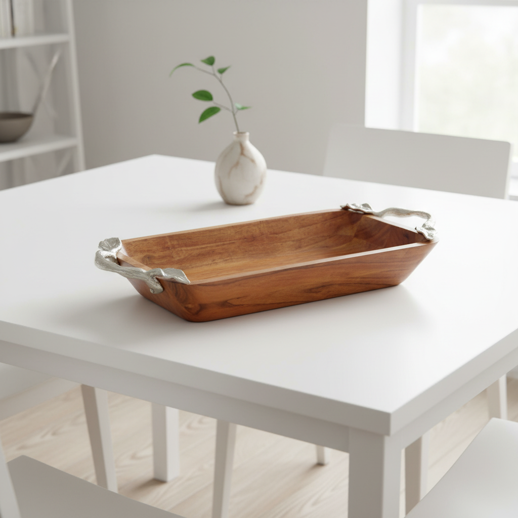 Vine Acacia Wood  Rectangular Bowl
