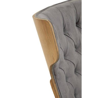 Vinsi Dark Grey Velvet Chair with Winged Back