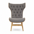 Vinsi Dark Grey Velvet Chair with Winged Back